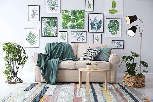 Gallery wall with framed art