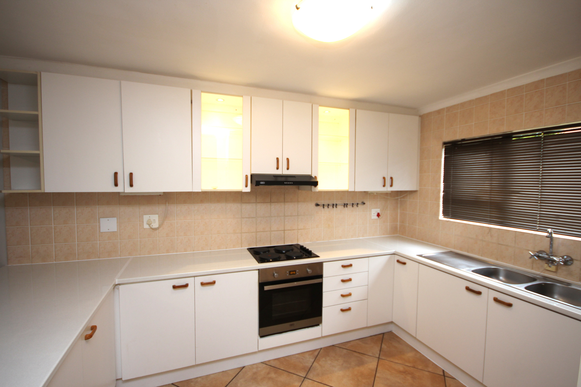 Kitchen with new countertops and hob